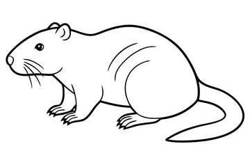 beaver silhouette line art vector illustration with a white background