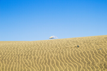 natural sand pattern created by wind blowing differently sized and colored particles

