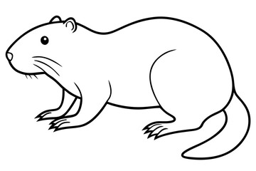beaver silhouette line art vector illustration with a white background