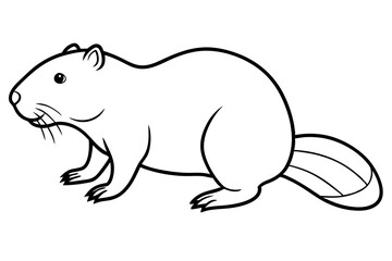 Obraz premium beaver silhouette line art vector illustration with a white background