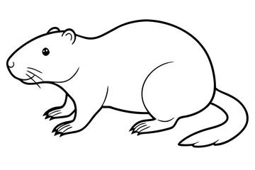 beaver silhouette line art vector illustration with a white background