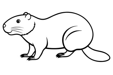 beaver silhouette line art vector illustration with a white background