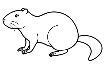 beaver silhouette line art vector illustration with a white background