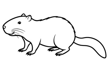 beaver silhouette line art vector illustration with a white background