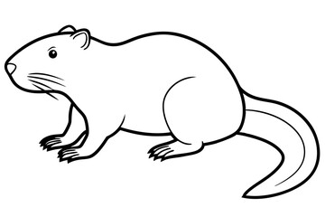 beaver silhouette line art vector illustration with a white background