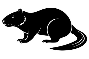 beaver silhouette line art vector illustration with a white background