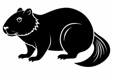 beaver silhouette line art vector illustration with a white background