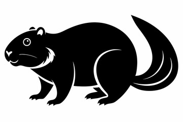Fototapeta premium beaver silhouette line art vector illustration with a white background