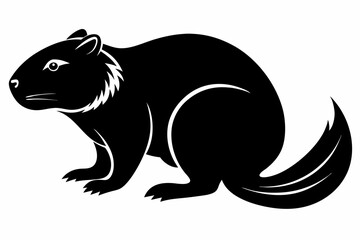 beaver silhouette line art vector illustration with a white background