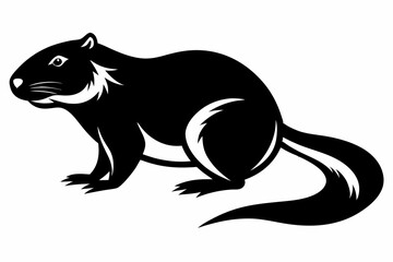 beaver silhouette line art vector illustration with a white background