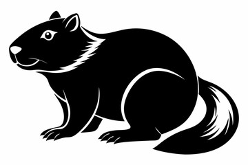 beaver silhouette line art vector illustration with a white background