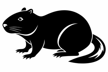 beaver silhouette line art vector illustration with a white background