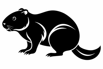 beaver silhouette line art vector illustration with a white background
