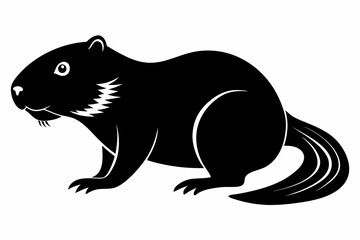 beaver silhouette line art vector illustration with a white background