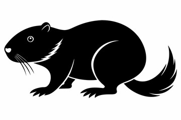 beaver silhouette line art vector illustration with a white background