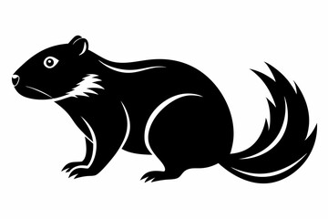 beaver silhouette line art vector illustration with a white background