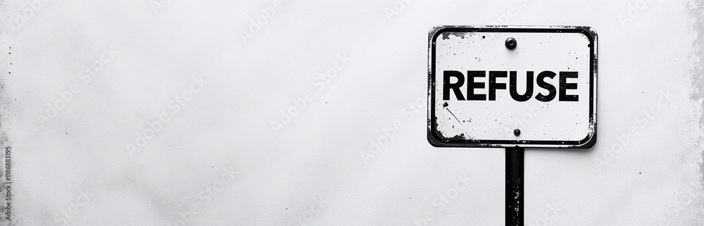 Aufkleber a simple black and white refuse sign with a textured paper background offers ample copy space for cr