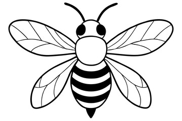 bee silhouette line art vector illustration with a white background