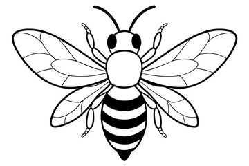 bee silhouette line art vector illustration with a white background