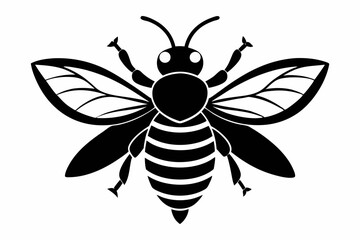 bee silhouette line art vector illustration with a white background