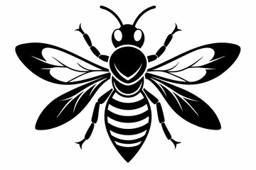 bee silhouette line art vector illustration with a white background