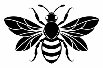 bee silhouette line art vector illustration with a white background