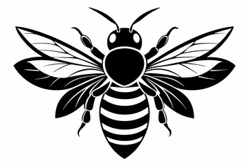 bee silhouette line art vector illustration with a white background