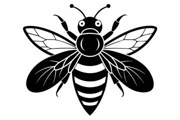 bee silhouette line art vector illustration with a white background