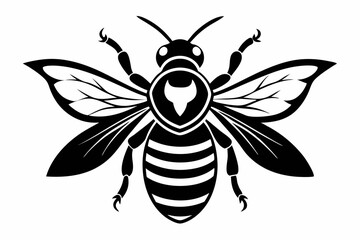 bee silhouette line art vector illustration with a white background