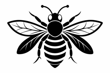 bee silhouette line art vector illustration with a white background