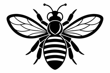 bee silhouette line art vector illustration with a white background