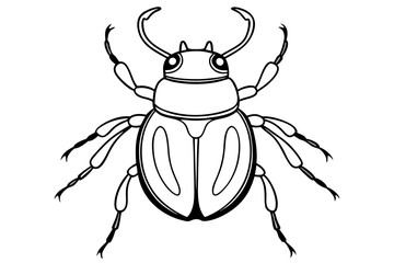 beetle silhouette line art vector illustration with a white background