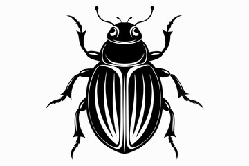 beetle silhouette line art vector illustration with a white background