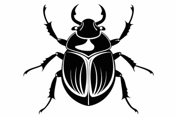 beetle silhouette line art vector illustration with a white background