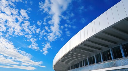 Modern Building Against a Blue Sky with Wispy Clouds