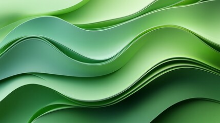Fototapeta premium A green wave with a white background. The wave is made of paper