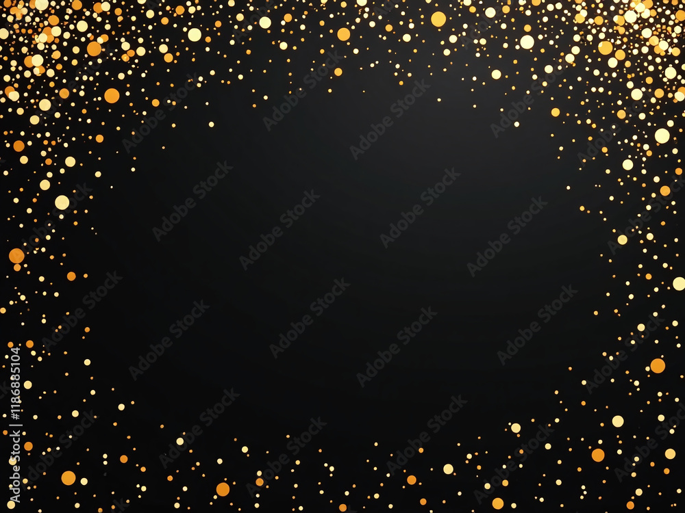 Poster a shimmering banner features golden glitter confetti against a sleek black background creating a sty