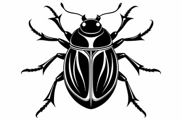 beetle silhouette line art vector illustration with a white background