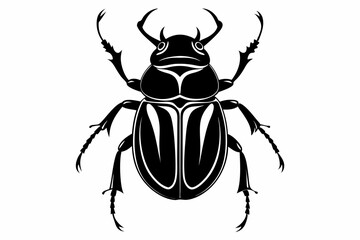 beetle silhouette line art vector illustration with a white background