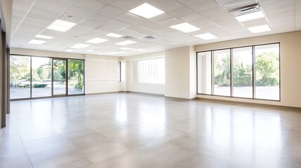 Fototapeta premium Spacious Modern Conference Room with Large Windows and Natural Light : Generative AI