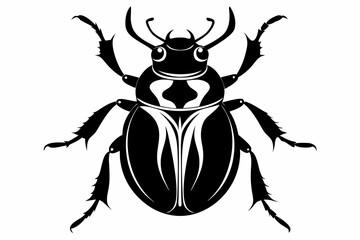 beetle silhouette line art vector illustration with a white background