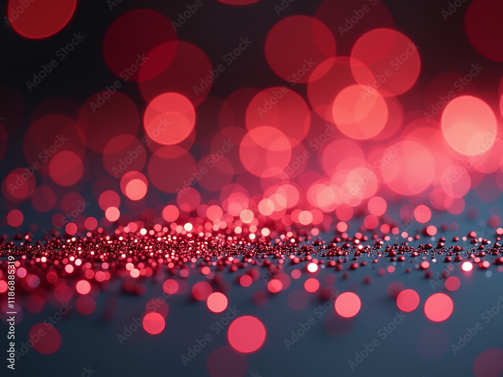 Aufkleber A Shallow Depth Of Field Captures A Red Glitter Pattern On An Abstract Background With Bokeh And Defocused Lights Shining Through. 00001