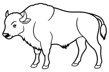 bison silhouette line art vector illustration with a white background