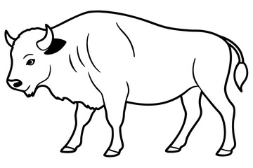 bison silhouette line art vector illustration with a white background