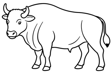 bison silhouette line art vector illustration with a white background