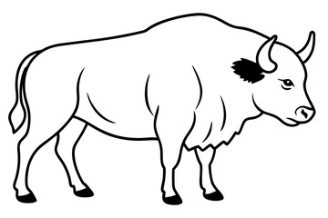 bison silhouette line art vector illustration with a white background