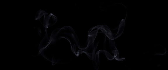 Abstract Smoke Swirls Against Black Background 01