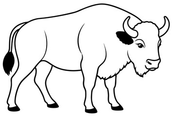 bison silhouette line art vector illustration with a white background