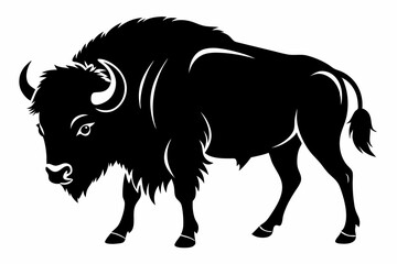 bison silhouette line art vector illustration with a white background