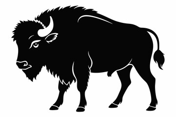 bison silhouette line art vector illustration with a white background